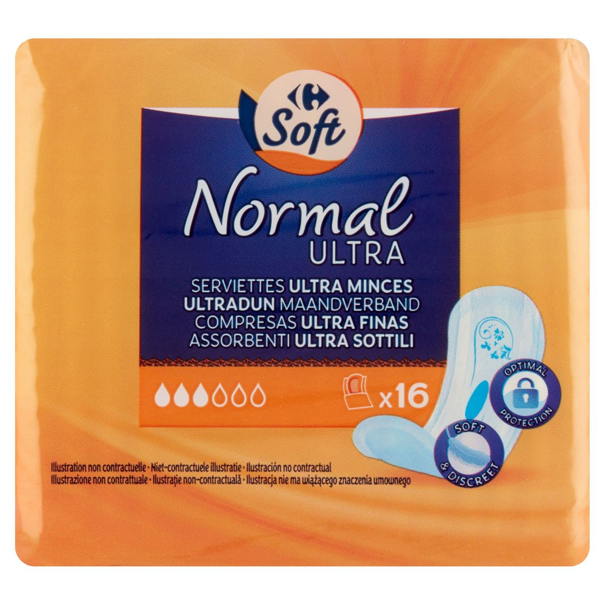 Carrefour Soft Normal Serviette Ultra Minces 16 Pièces