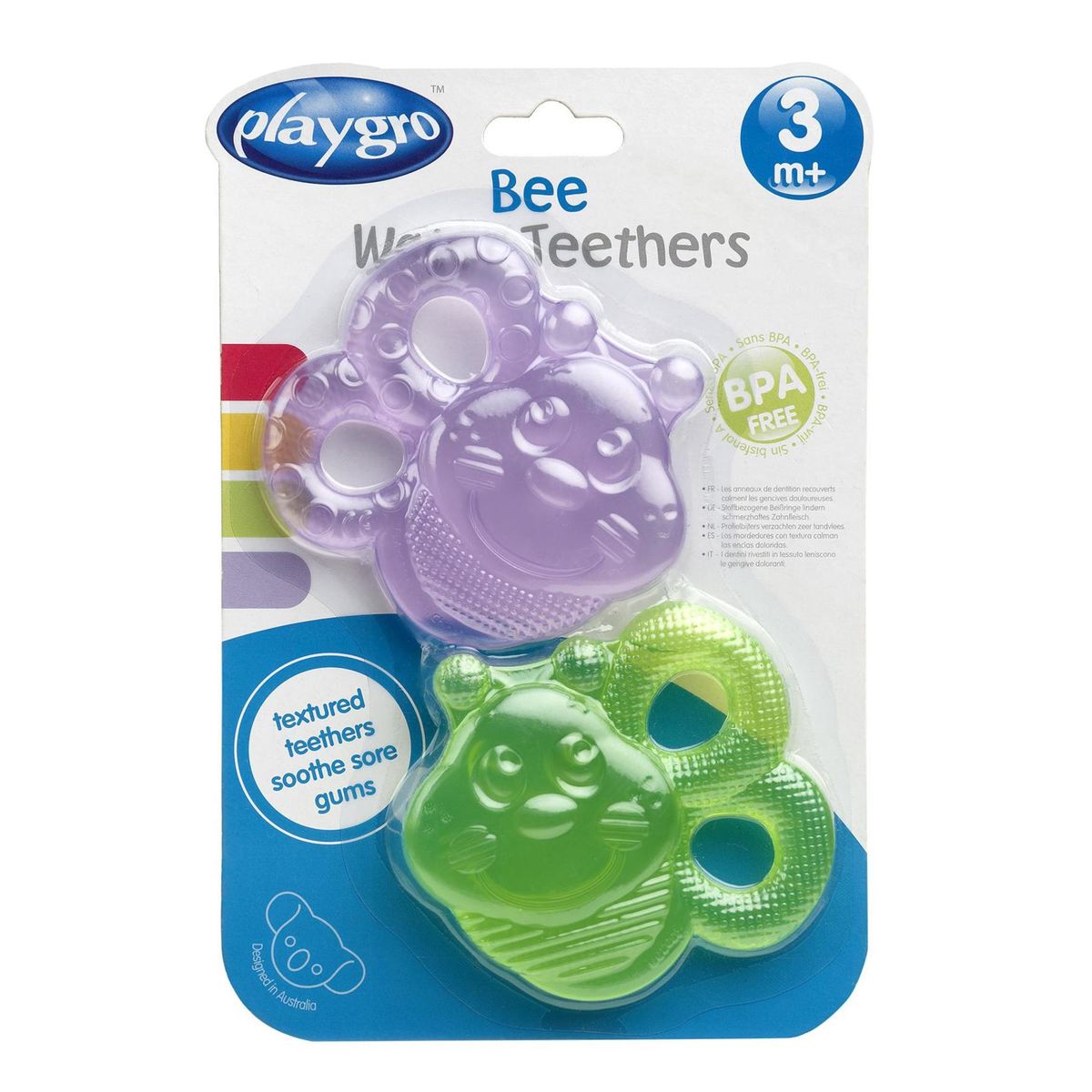 Playgro 2 Anneaux de dentition réfrigéré Water Teether Bee 3M+