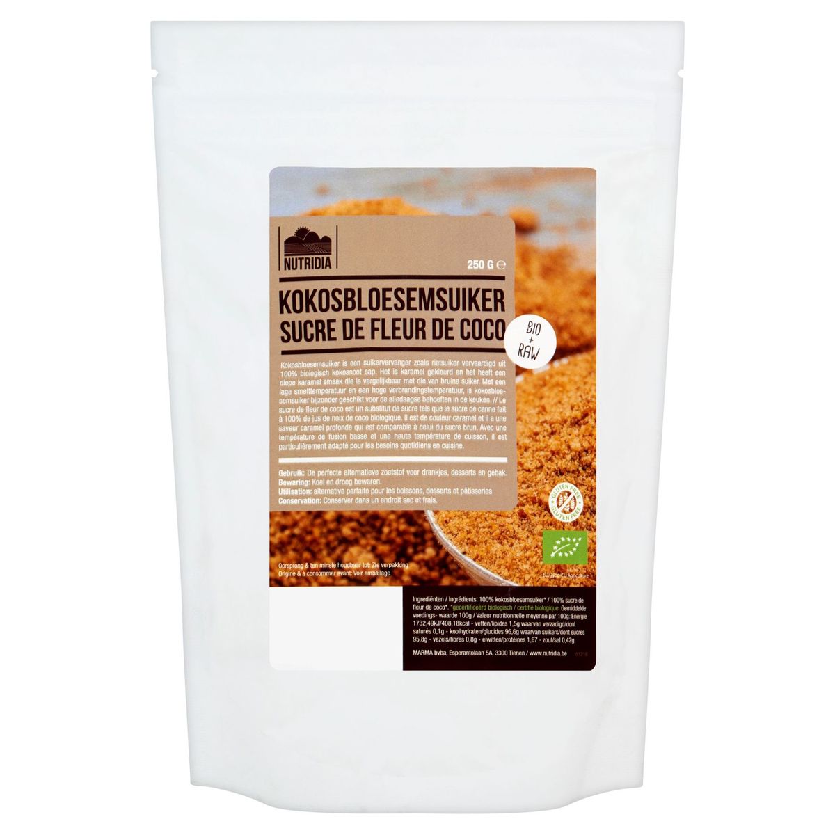 Nutridia Bio + Raw Kokosbloesemsuiker 250 g