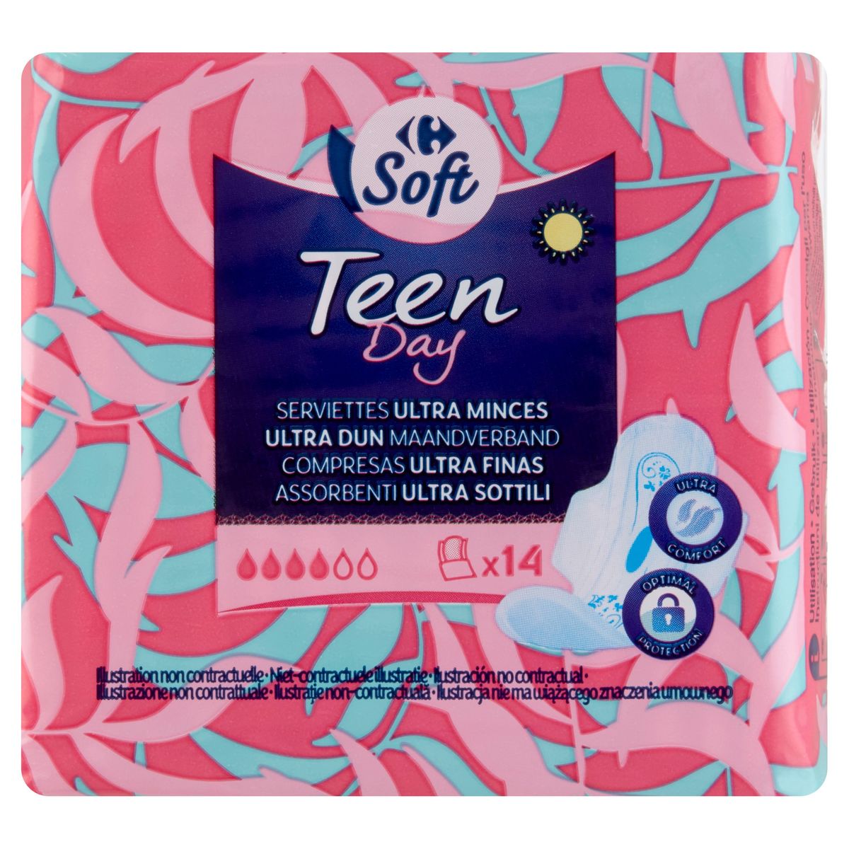 Carrefour Soft Teen Day Serviettes Ultra Minces 14 Pièces