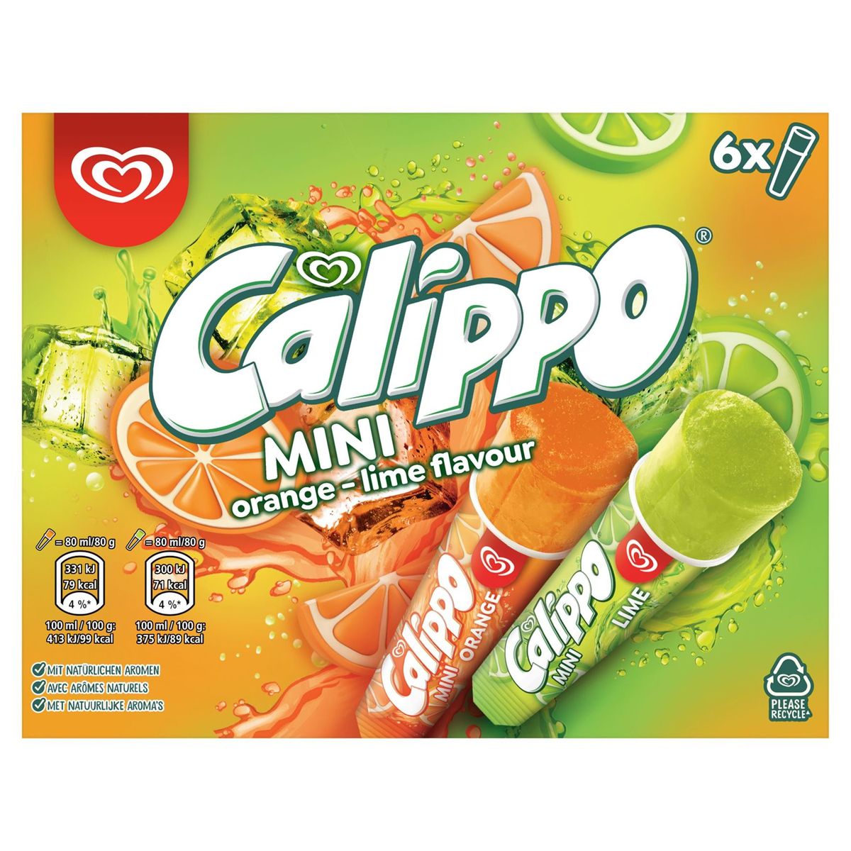 Calippo Ola Assortiment Waterijs Multipack Mini Mix 6 x 80 ml