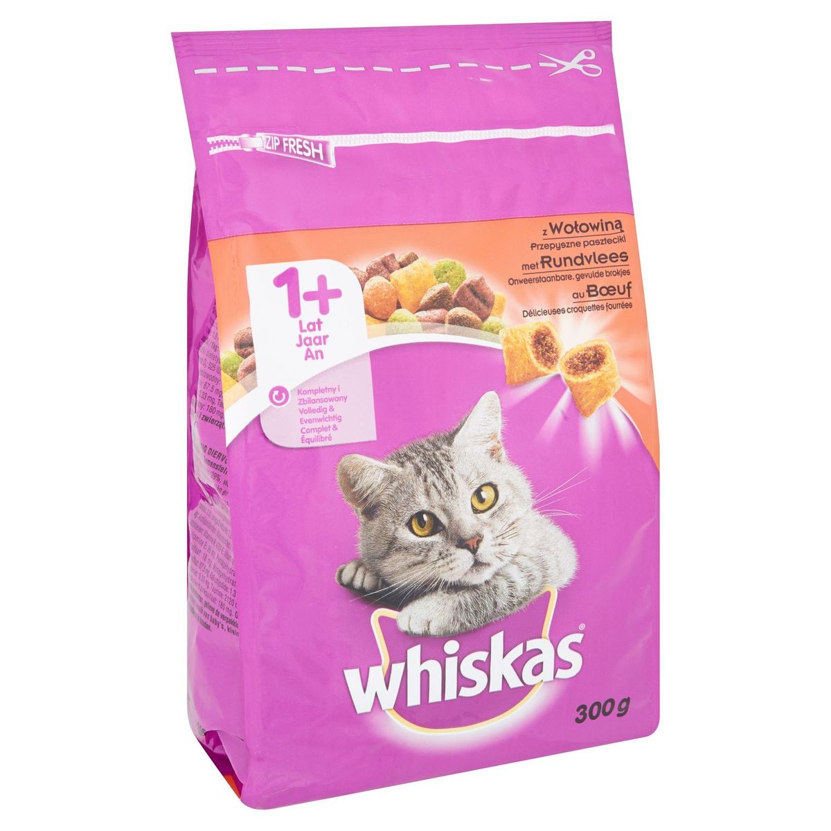 Kattenvoeding Whiskas Jaar Droge Voeding met Rundvlees 300 g | Carrefour Site