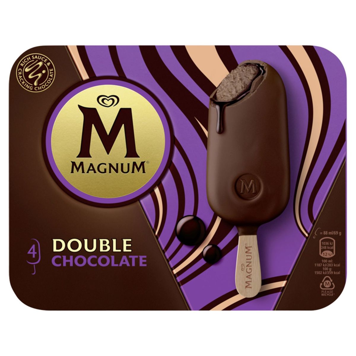 Magnum Ola Double Multipack Ijs Chocolade 4 x 88 ml