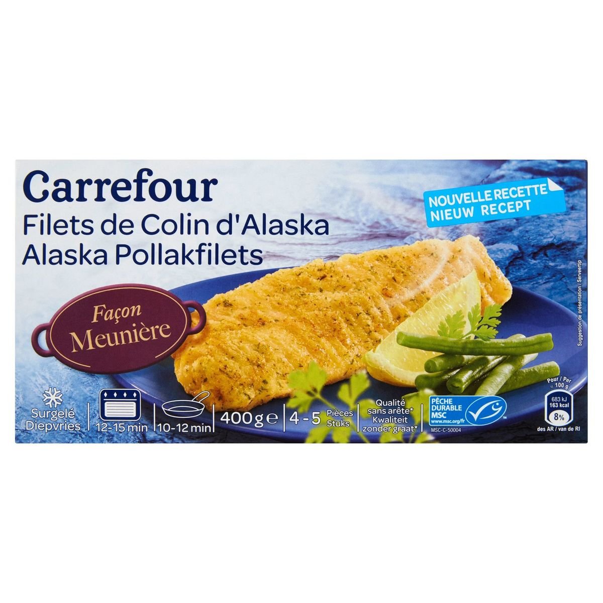 Carrefour Filets de Colin d'Alaska Façon Meunière 400 g