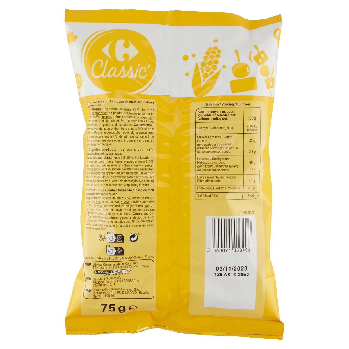 Carrefour Classic' Ballz Goût Fromage 75 g