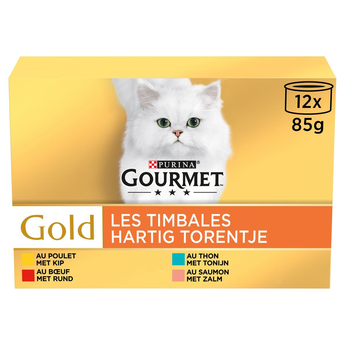 Gourmet Gold Les Timbales Patée Poulet Boeuf Thon et Saumon 12x85g