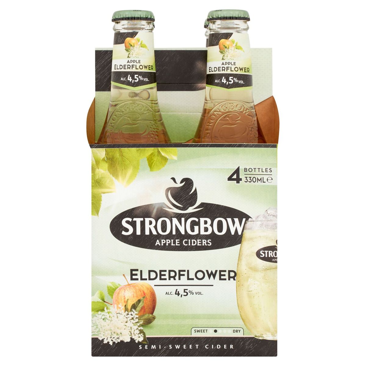 Strongbow Bière cidre Elderflower 4.5% ALC 4 x 33 cl Bouteille