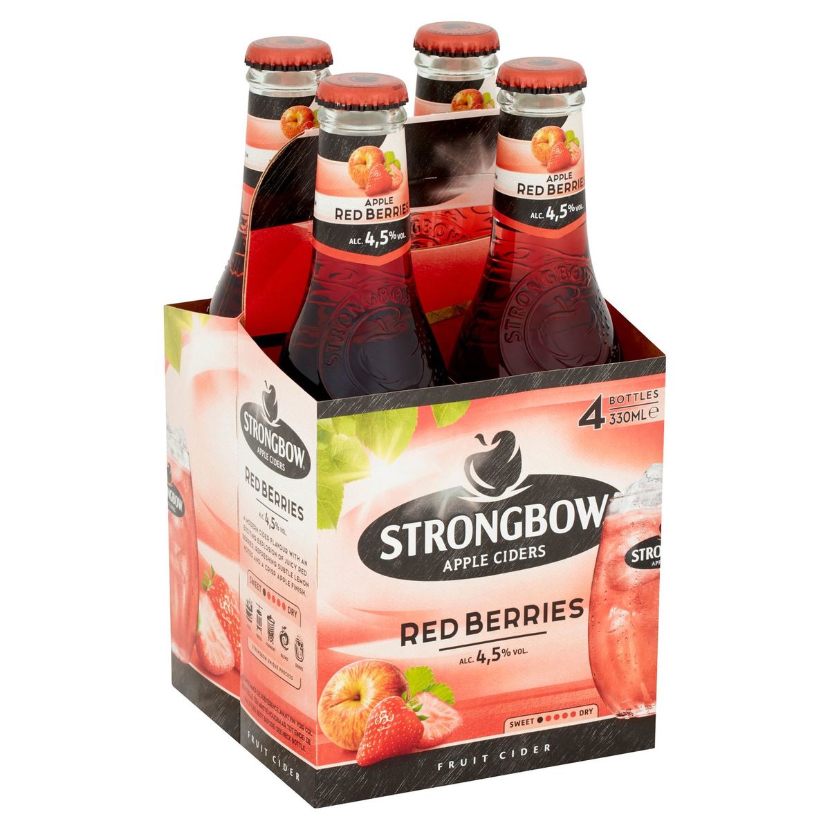 Strongbow Bière cidre Fruits rouges 4.5% ALC 4 x 33 cl Bouteille