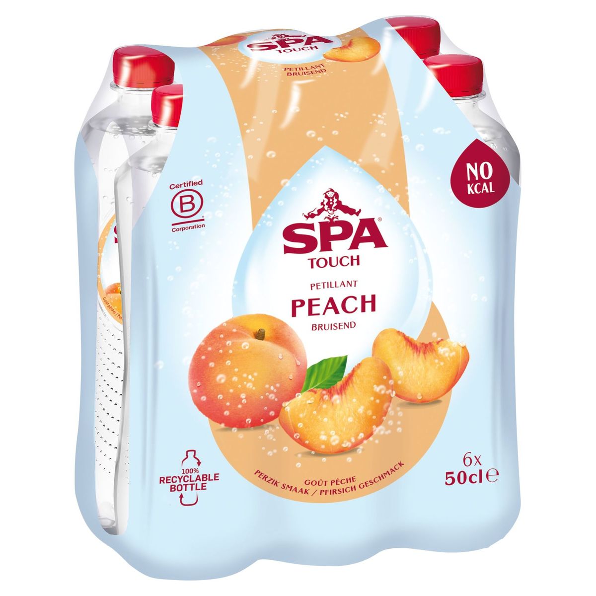 SPA TOUCH Bruisend Mineraalwater perzik 6 X 50 cl