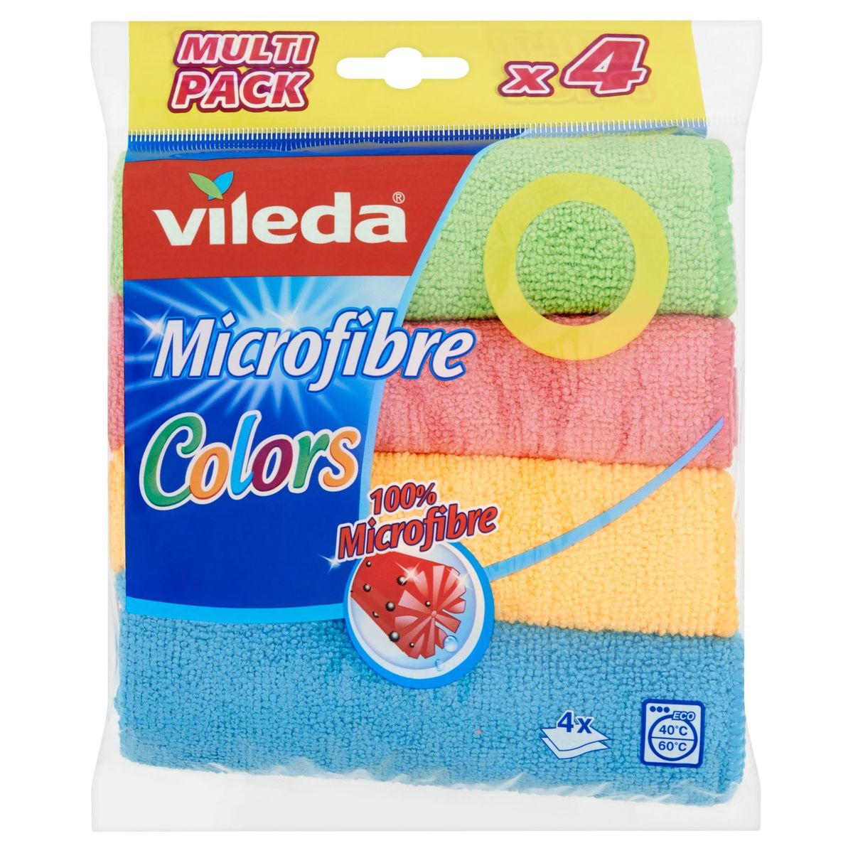 Vileda Microfibre Colors Multi Pack 4 Pièces