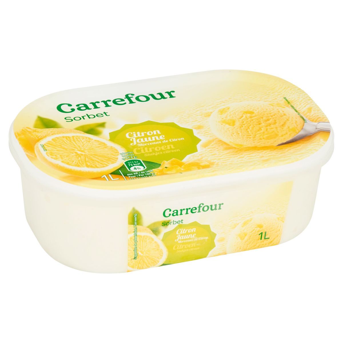 Carrefour Sorbet Citron Jaune Morceaux de Citron 1L