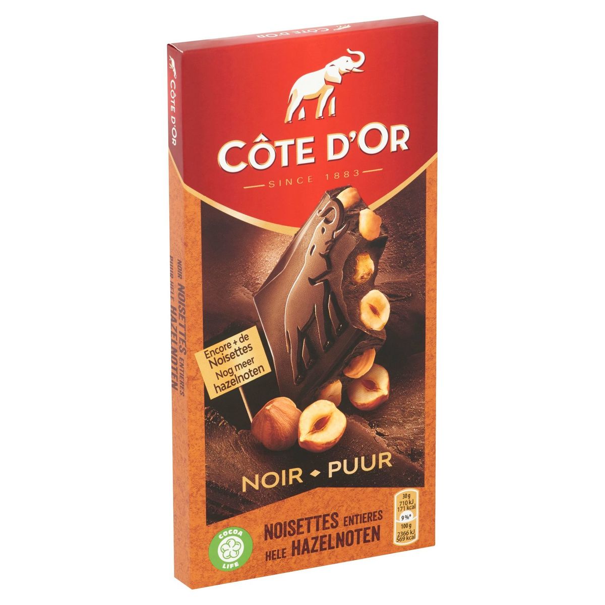 Côte d'Or Tablette De Chocolat Noir Aux Noisettes Entières 180 g