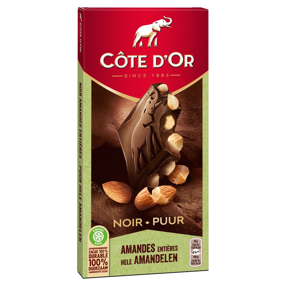 Côte d'Or Bloc Chocolade Tablet Pure Chocolade Amandelen 180 g