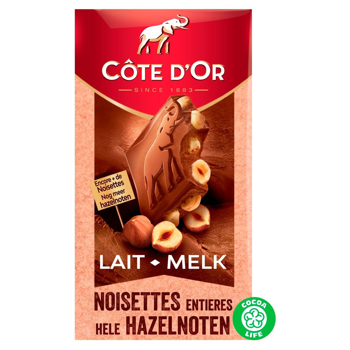 Côte d'Or Tablette De Chocolat Au Lait Aux Noisettes Entières 180 g