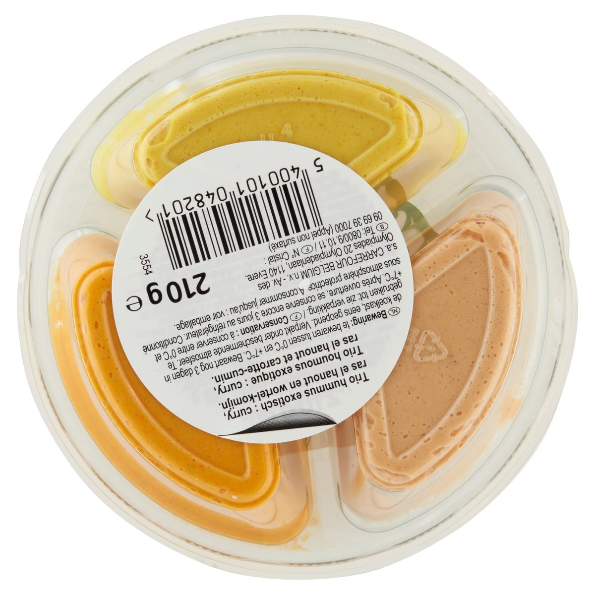 Carrefour Sensation Apero Time Houmous Curry, Ras el Hanout, Carotte - Cumin 210 g