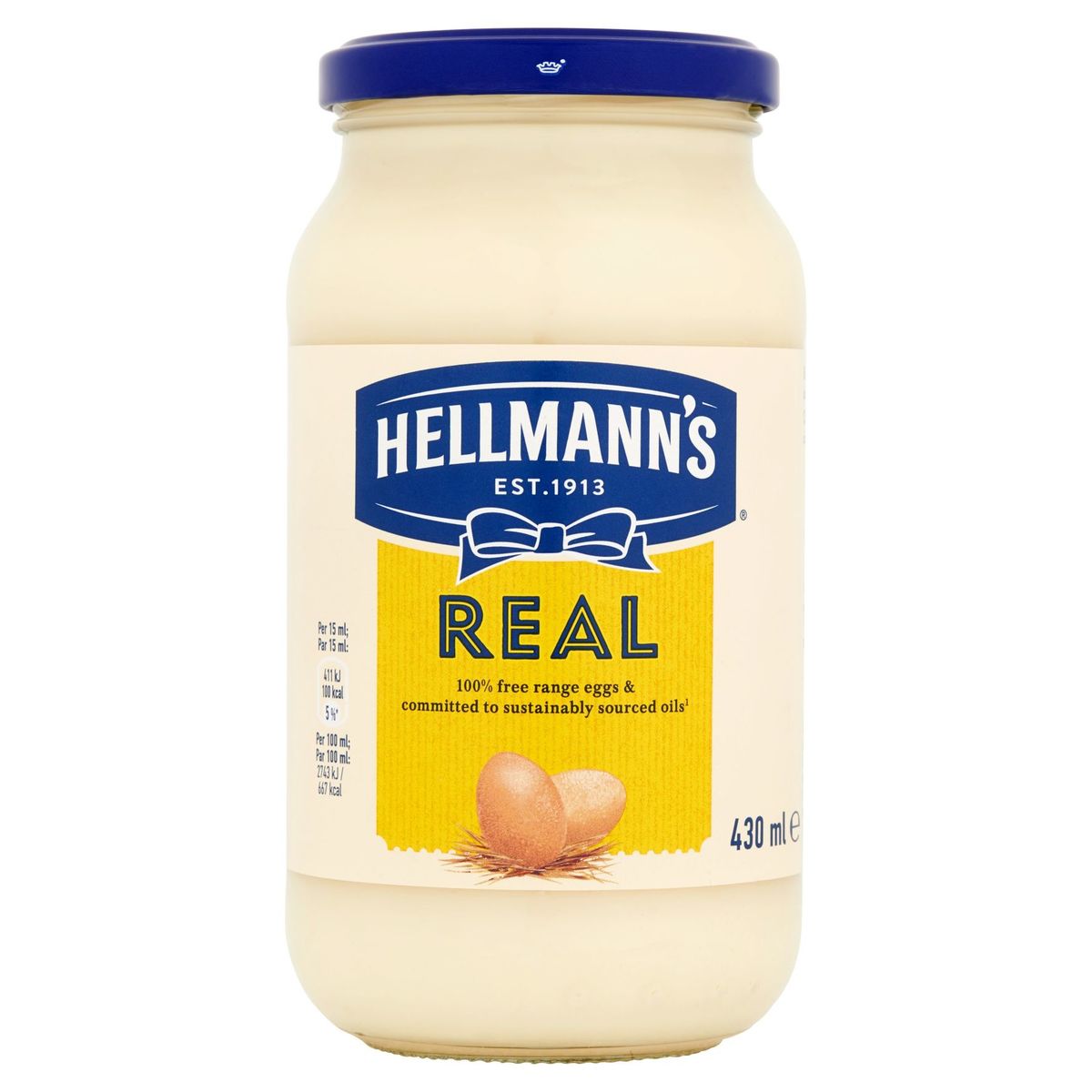 Hellmann's Real Mayonaise Original Met vrije uitloopeieren 430 ml