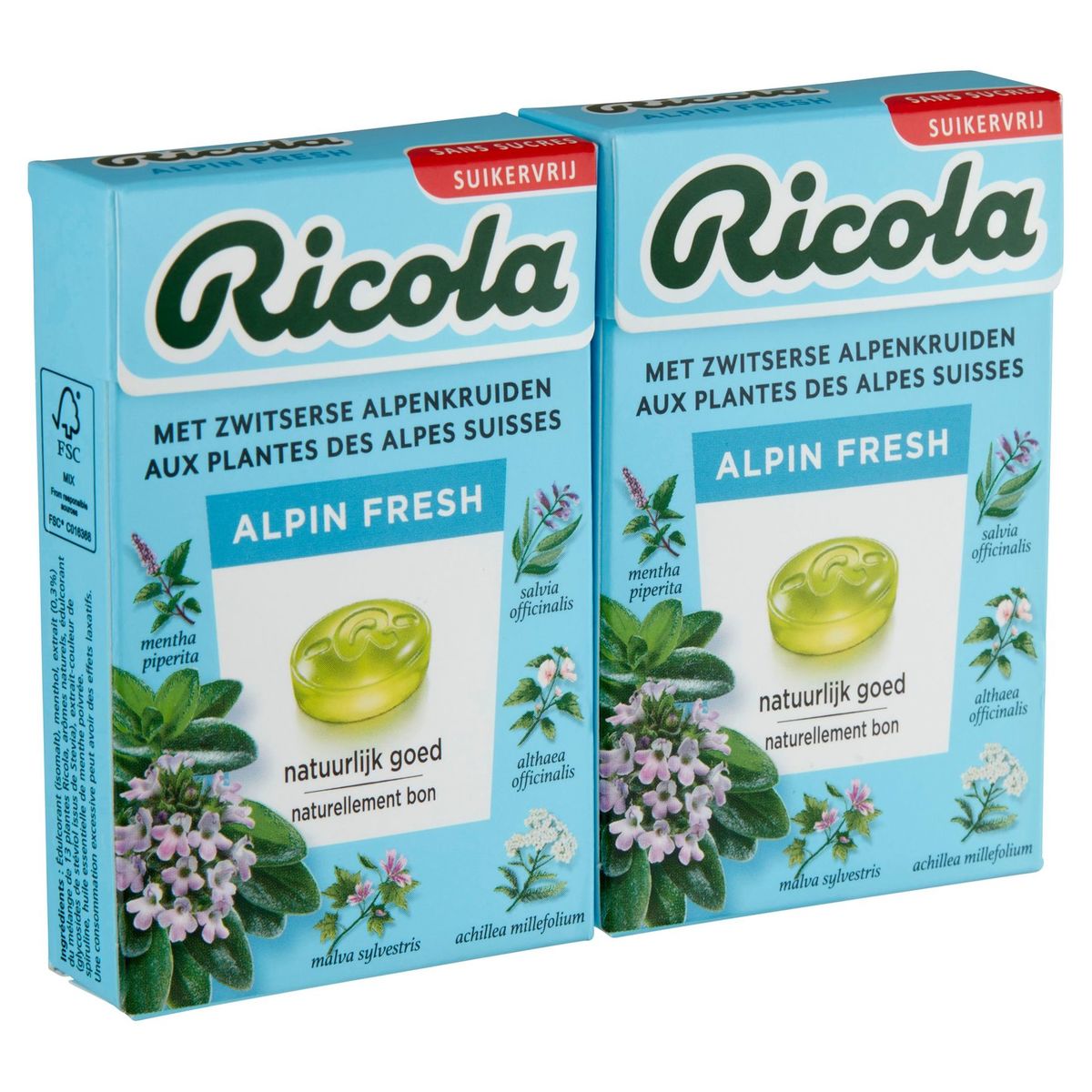 Ricola Alpin Fresh met Zwitserse Alpenkruiden 2 x 50 g