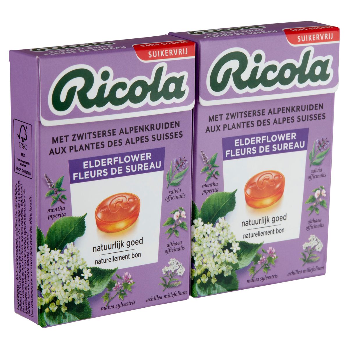 Ricola Elderflower met Zwitserse Alpenkruiden 2 x 50 g