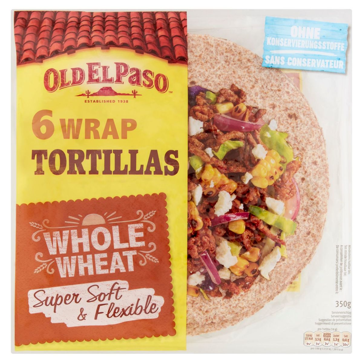 Old El Paso 6 Wrap Tortillas Whole Wheat 350 g