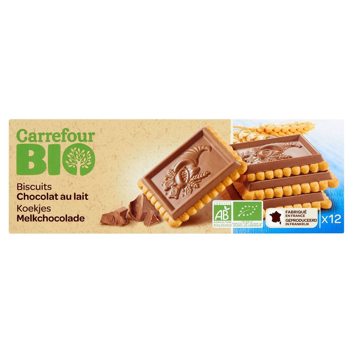 Carrefour Bio Koekjes Melkchocolade 12 Stuks 150 g