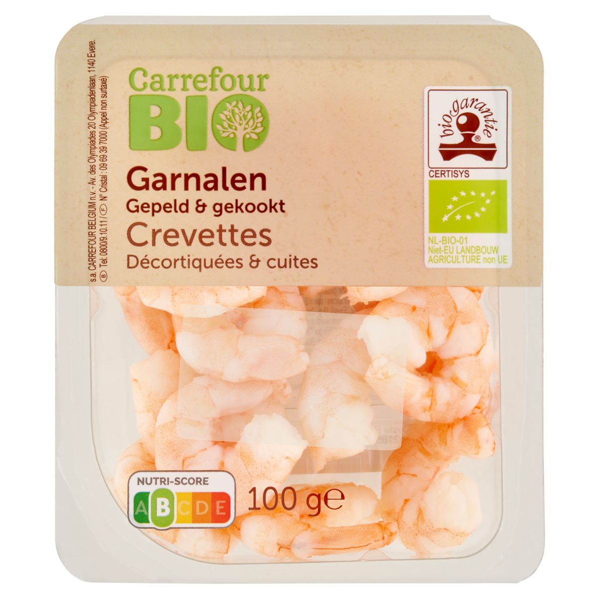 Carrefour Bio Garnalen Gepeld & Gekookt 100 g