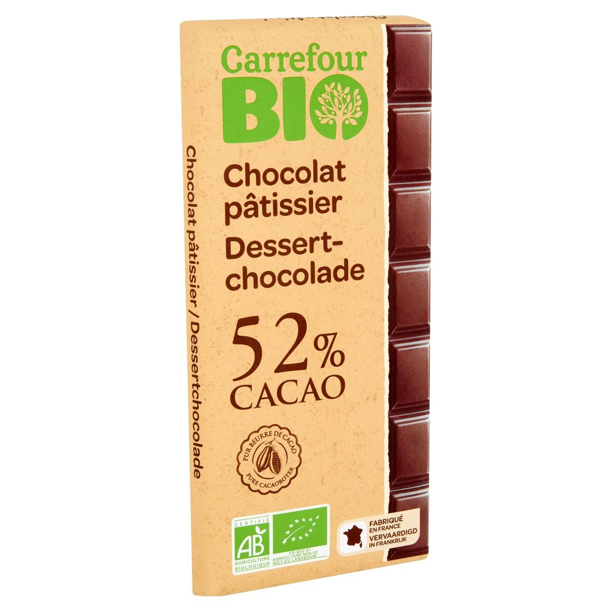 Carrefour Bio Chocolat Pâtissier 52% Cacao 200 g