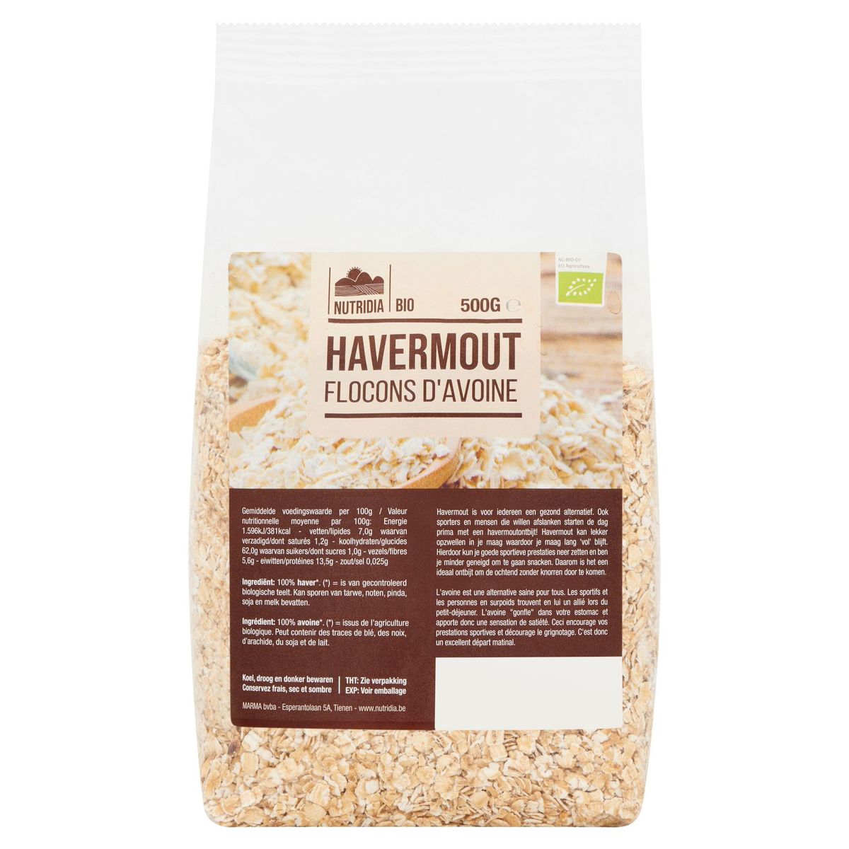 Nutridia Bio Flocons d'Avoine 500 g