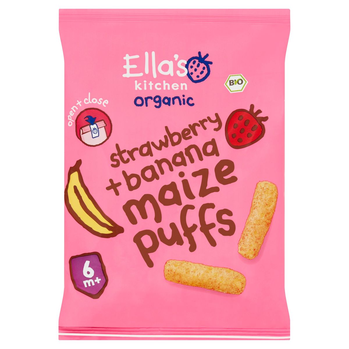 Ella's Kitchen Organic Strawberry + Banana Maize Puffs 6m+ 20 g