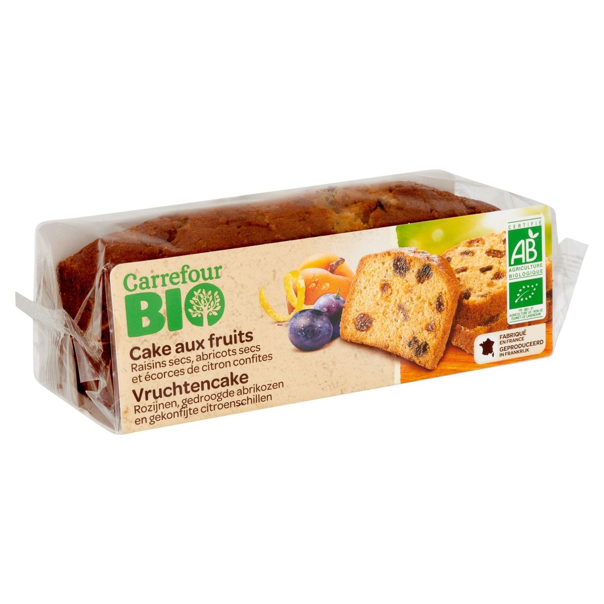 Carrefour Bio Cake aux Fruits Secs et Écorces de Citron Confites 250 g