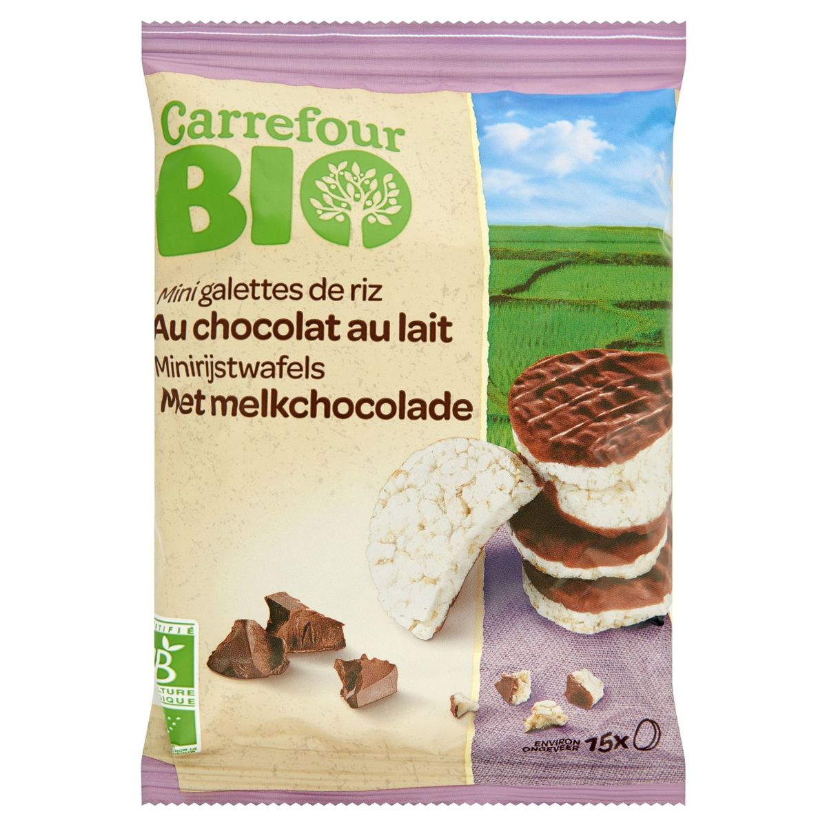 Carrefour Bio Minirijstwafels met Melkchocolade 60 g
