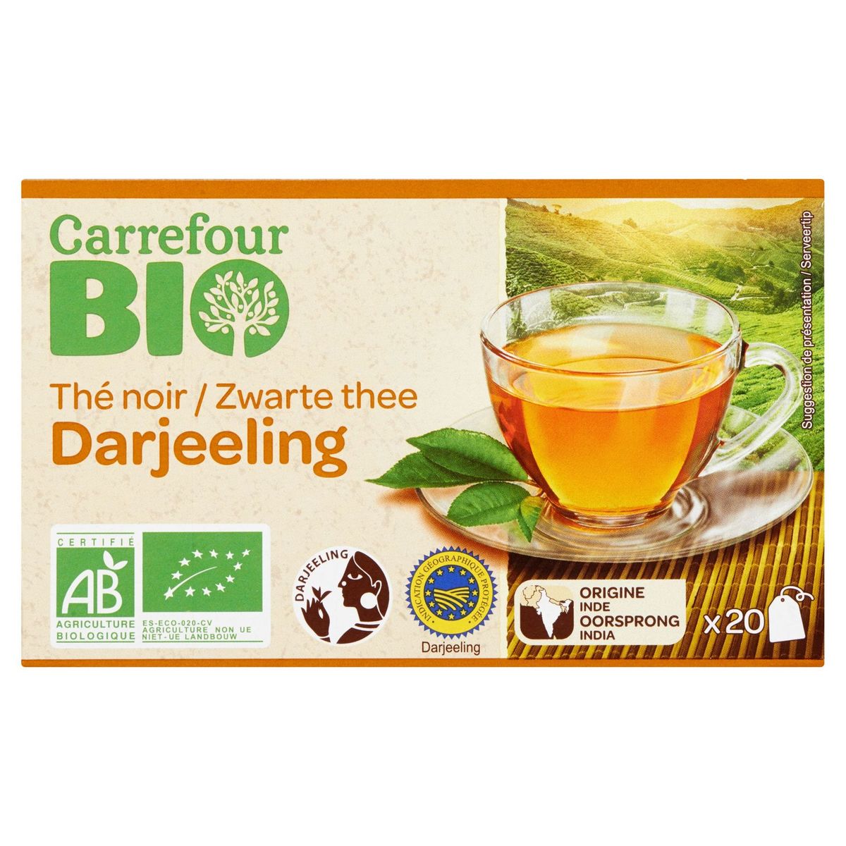 Carrefour Bio Zwarte Thee Darjeeling 20 Stuks 32 g