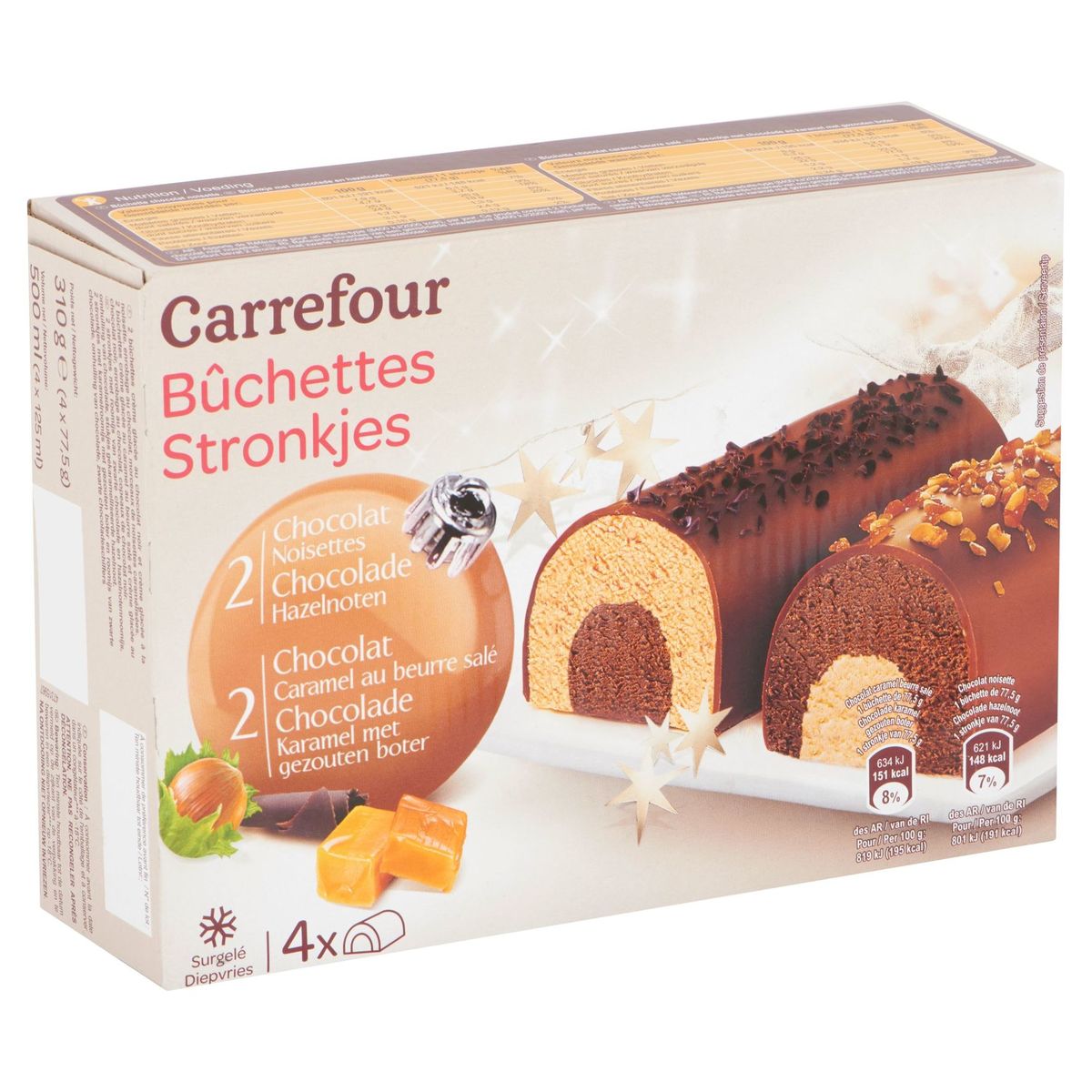 Carrefour Stronkjes Chocolade Hazelnoten Karamel 4 x 77.5 g