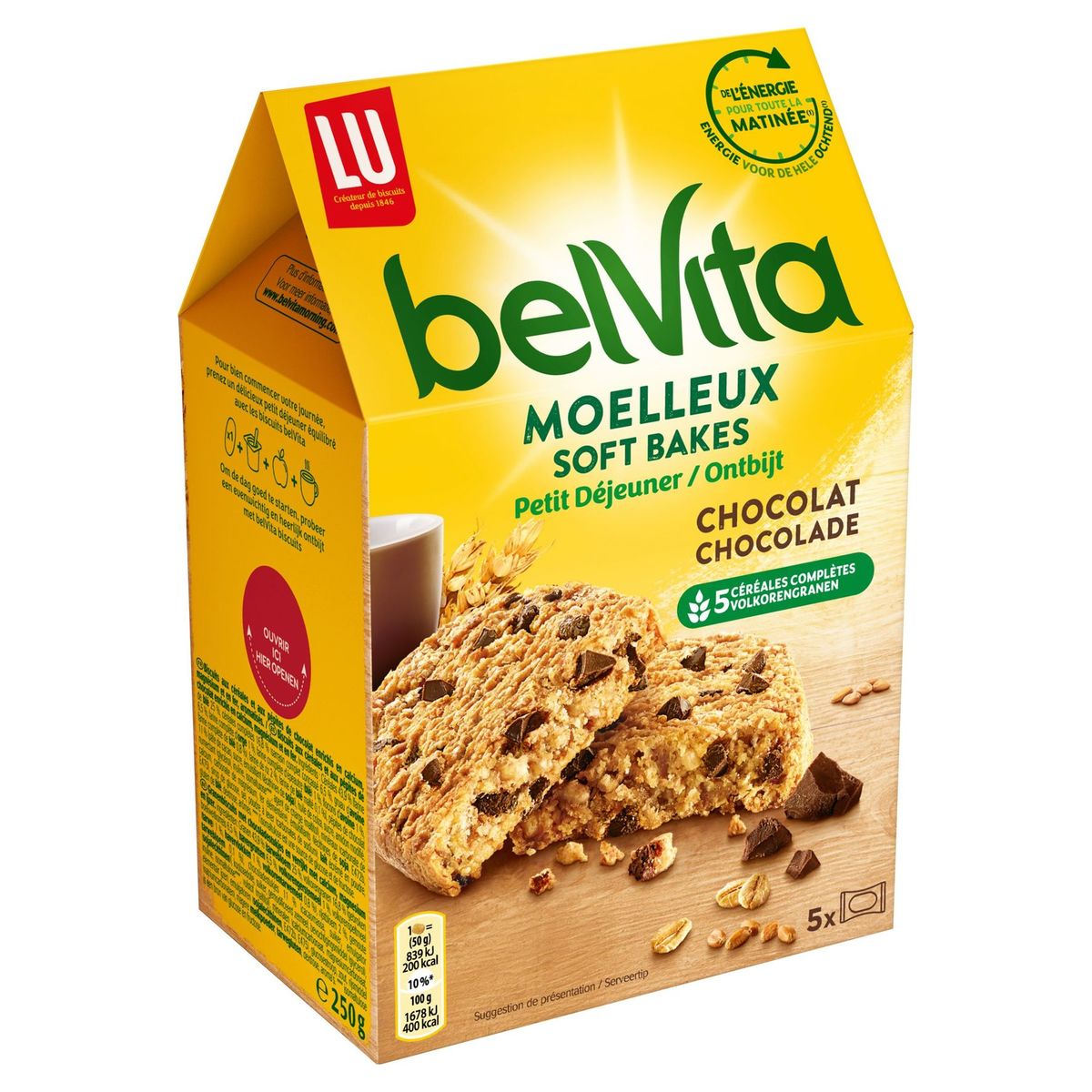 BelVita Ontbijtkoeken Zachte Koekjes Chocolade Stukjes & Volkorengranen 250 g