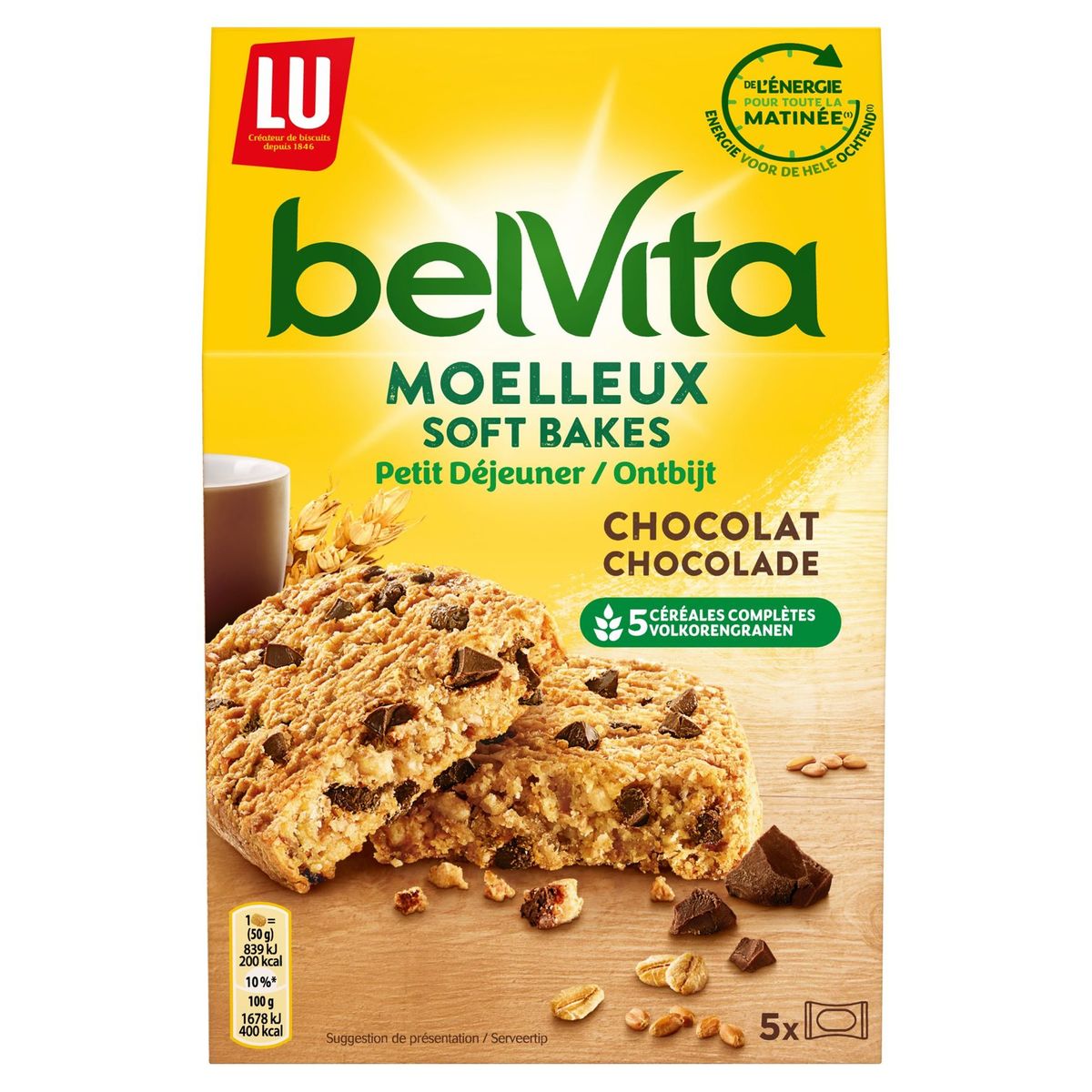 BelVita Zachte Ontbijtkoeken Chocolade Stukjes & Volkorengranen 250 g