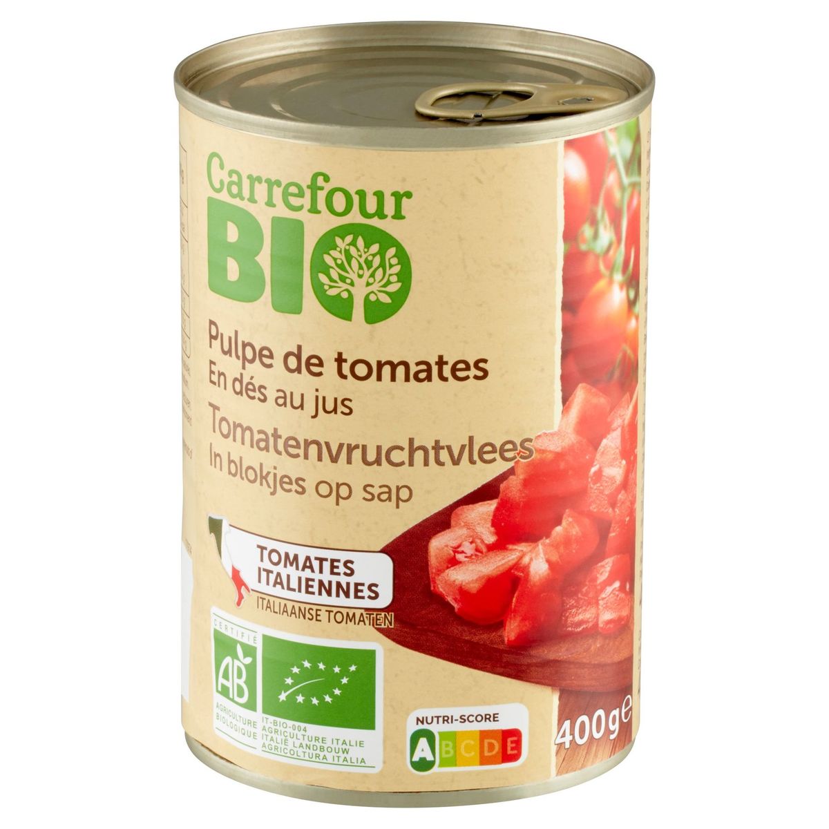Carrefour Bio Pulpe de Tomates en Dés au Jus 400 g