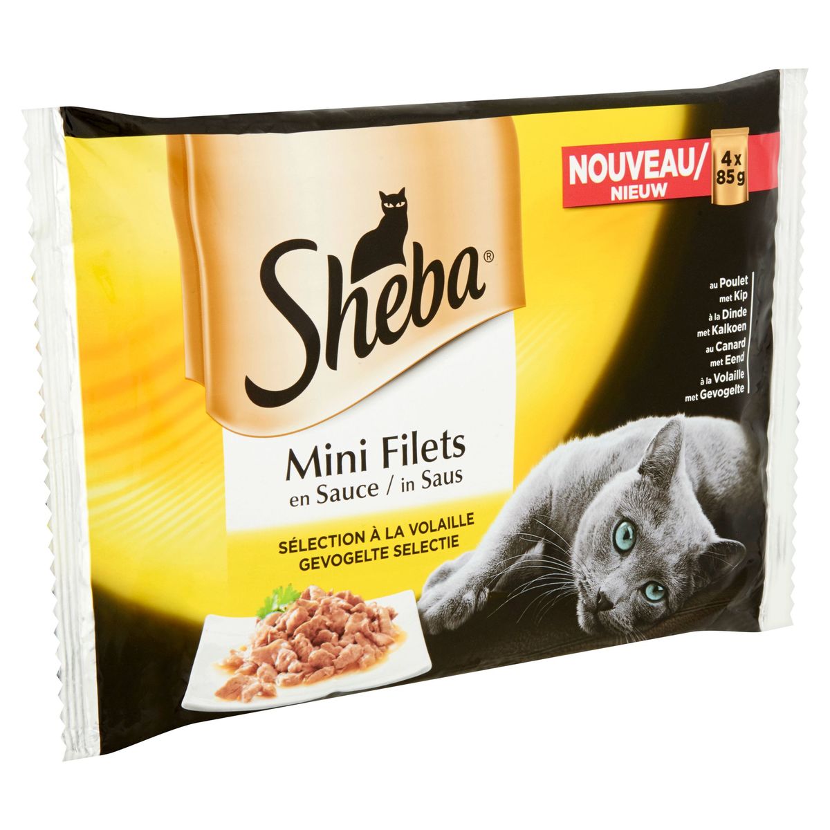 Sheba Mini Filets Versheidszakjes in Saus Gevogelte Selectie 4 x 85 g