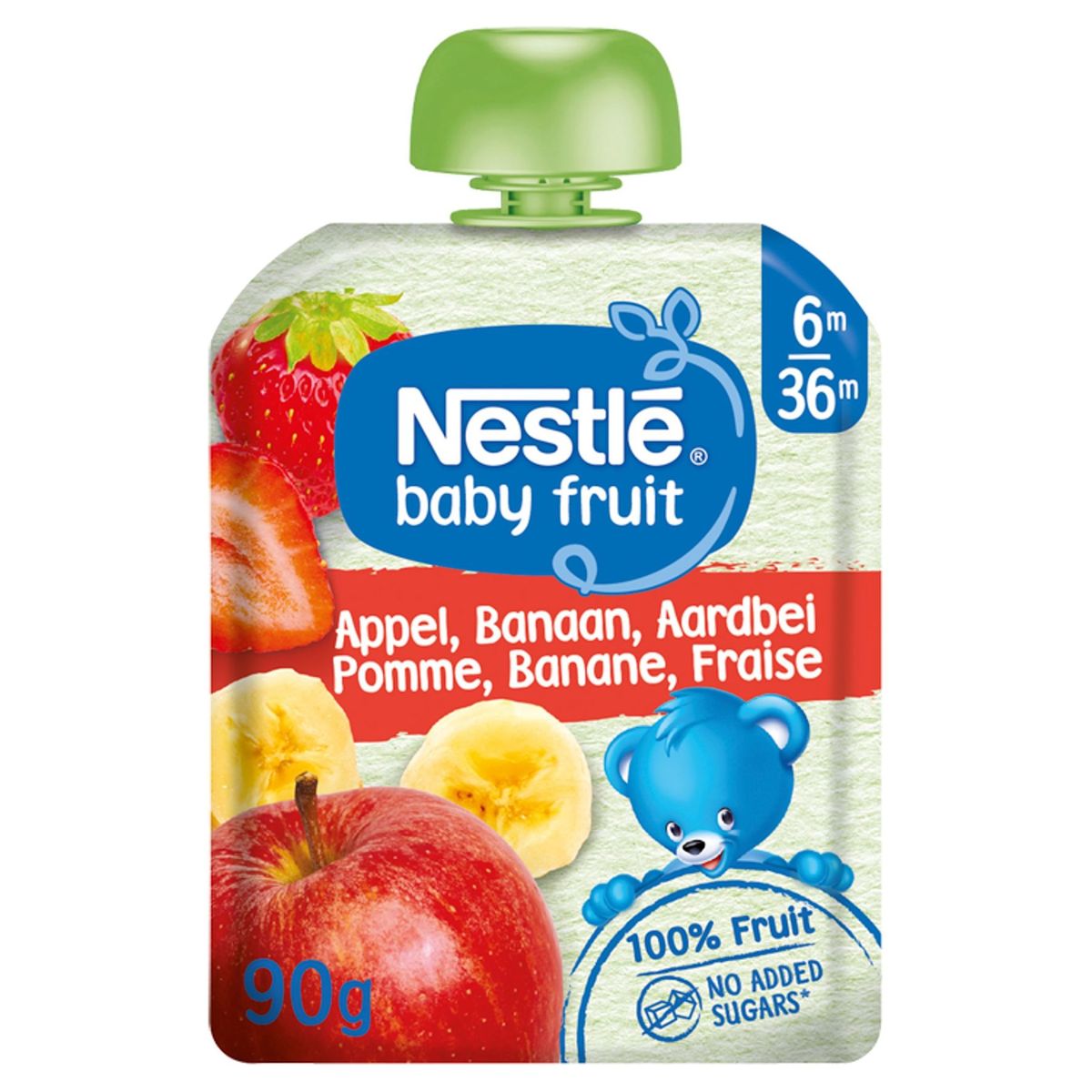 Nestlé Baby Fruit Appel Banaan Aardbei vanaf 6 maanden knijpzakje 90g