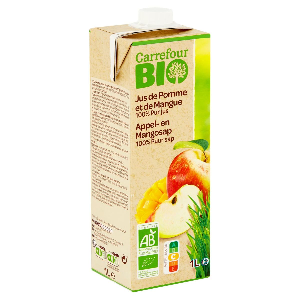 Carrefour Bio Appel- en Mangosap 1 L