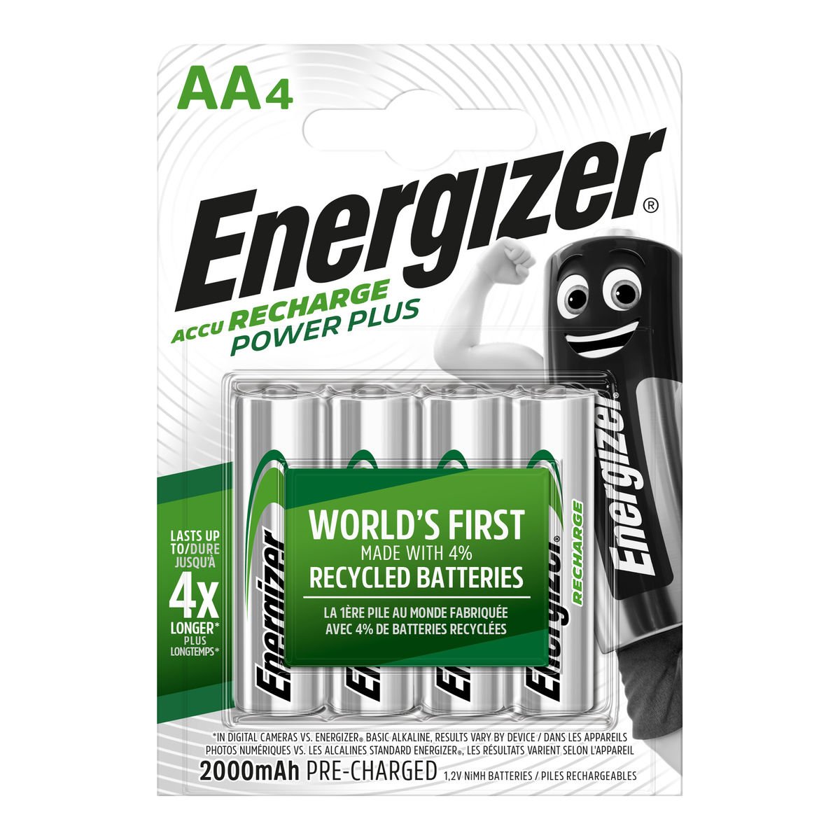 Energizer Accu Recharge Power Plus Pile Rechargeable AA 4 pièces