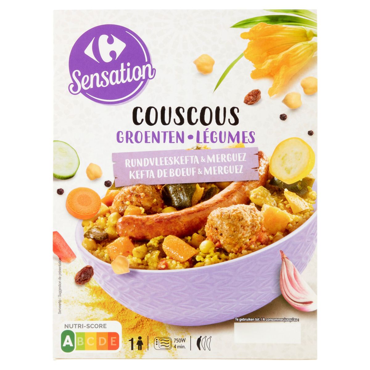 Carrefour Sensation Couscous Légumes Kefta de Boeuf & Merguez 400 g