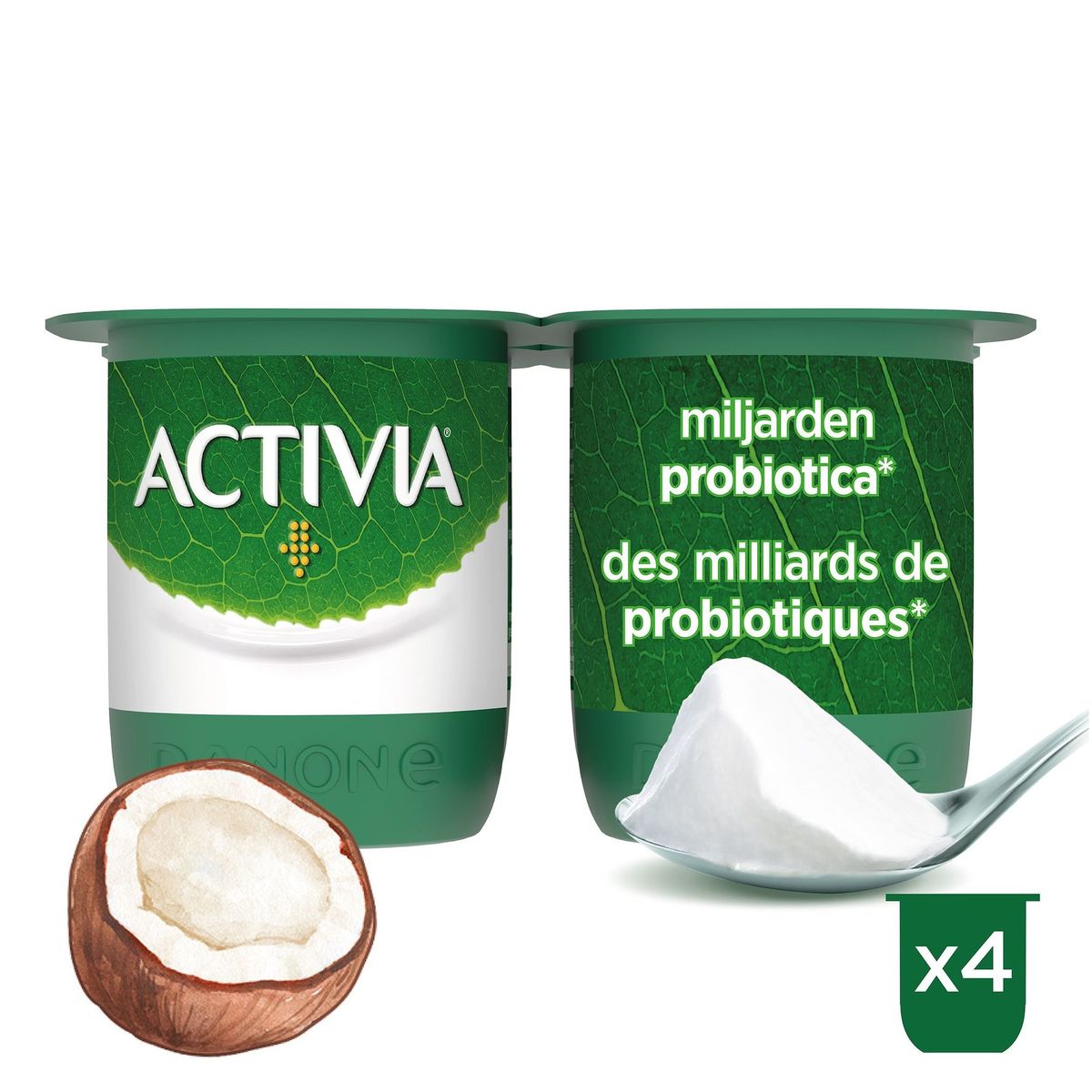 Activia Yaourt Saveur Noix de Coco avec Probiotiques 4 x 125 g