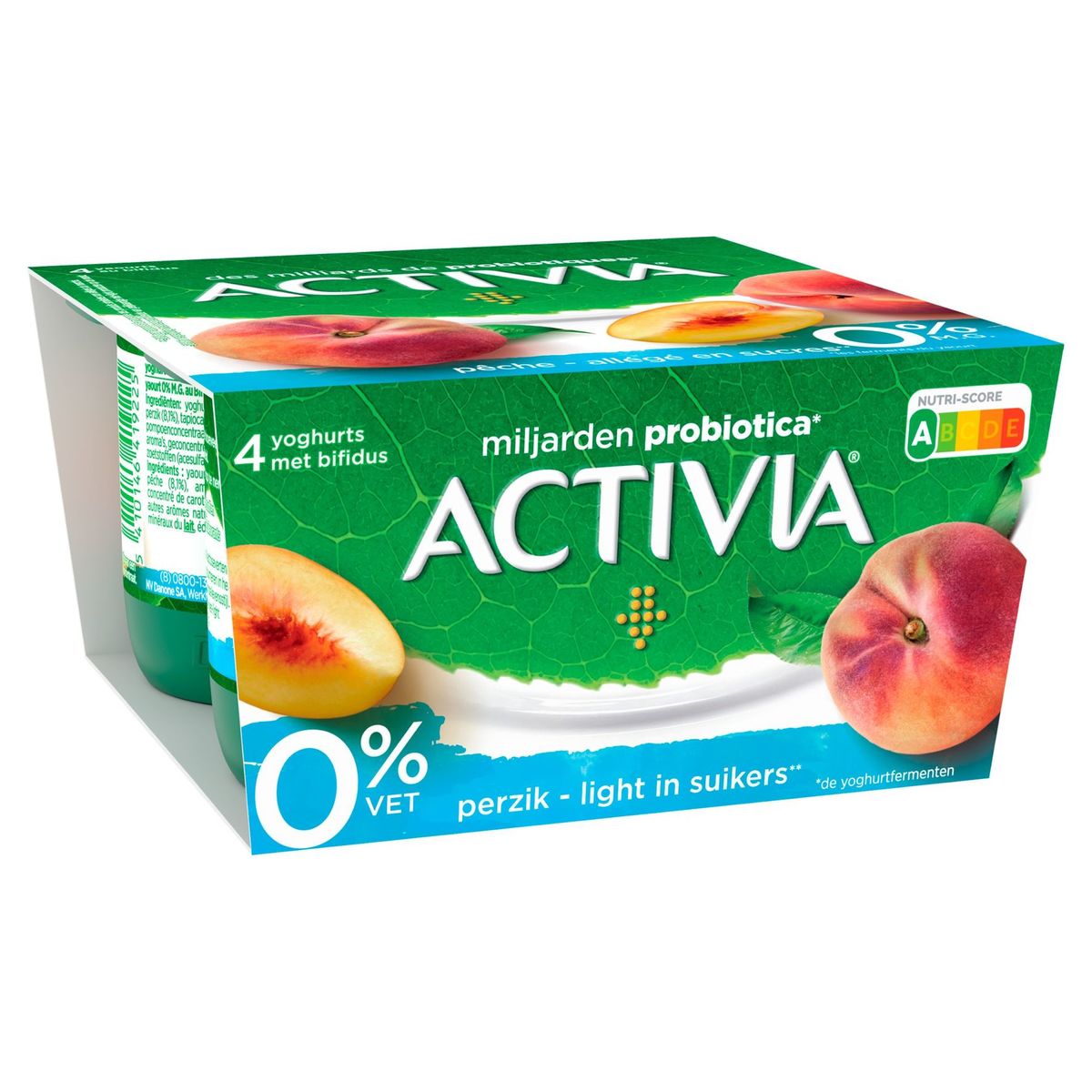 Activia Yoghurt Perzik 0% met Probiotica 4 x 125 g