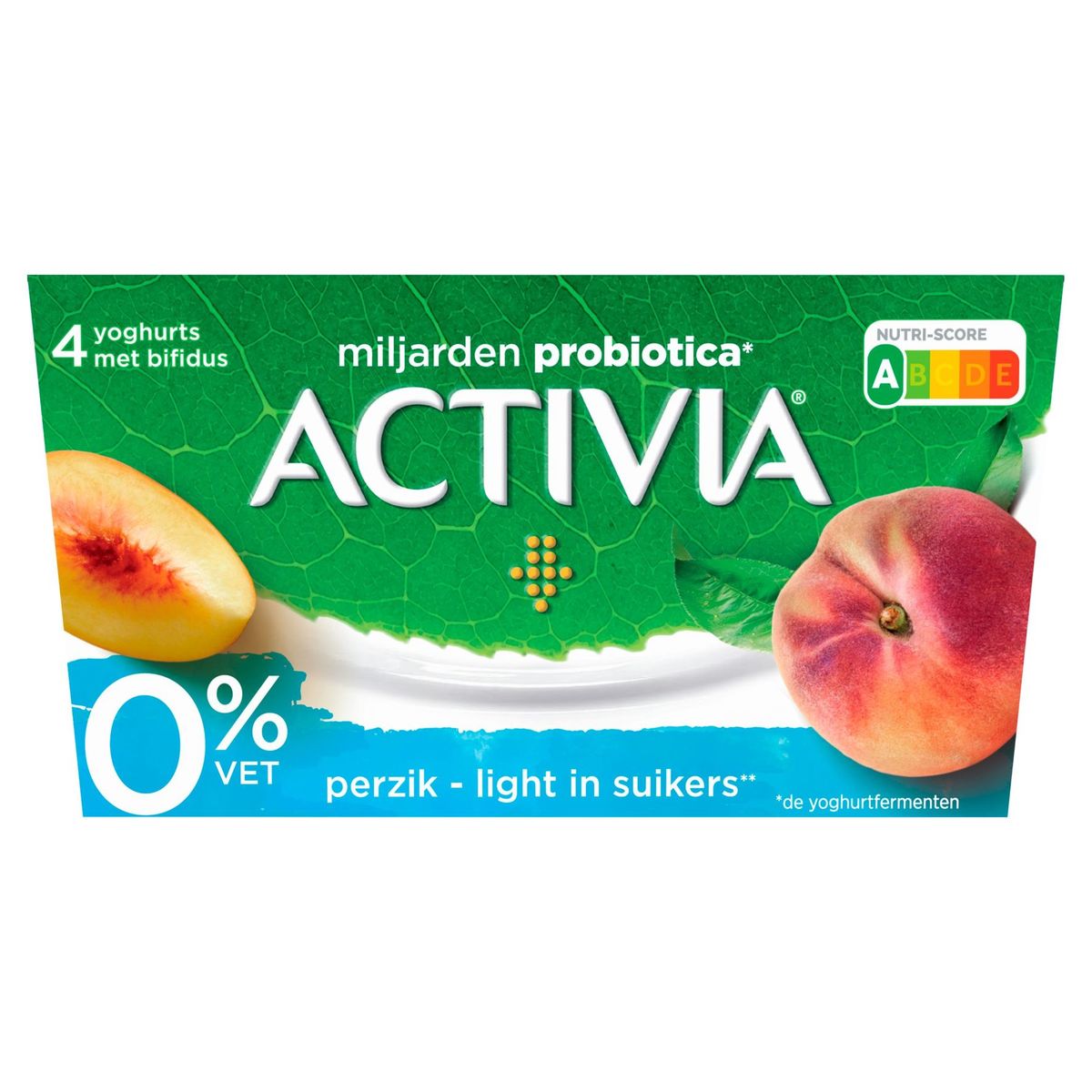 Activia Yaourt Pêche 0% avec Probiotiques 4 x 125 g