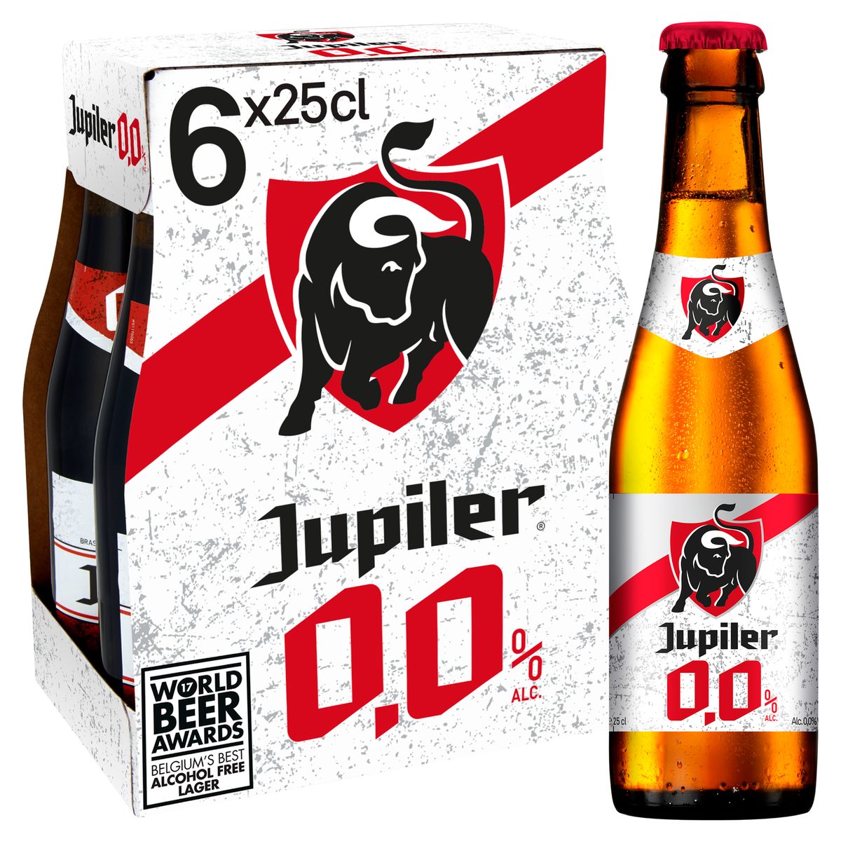 Jupiler Bière Blonde Pils 0.0% Sans Alcool 6 x 25 cl bouteilles