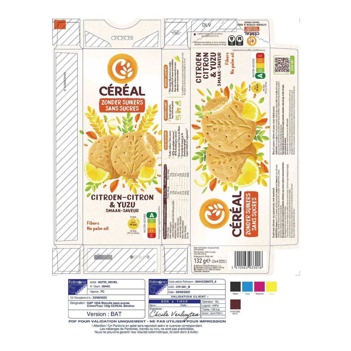 Céréal Sans Sucres Biscuits Saveur Citron-Yuzu 132 g