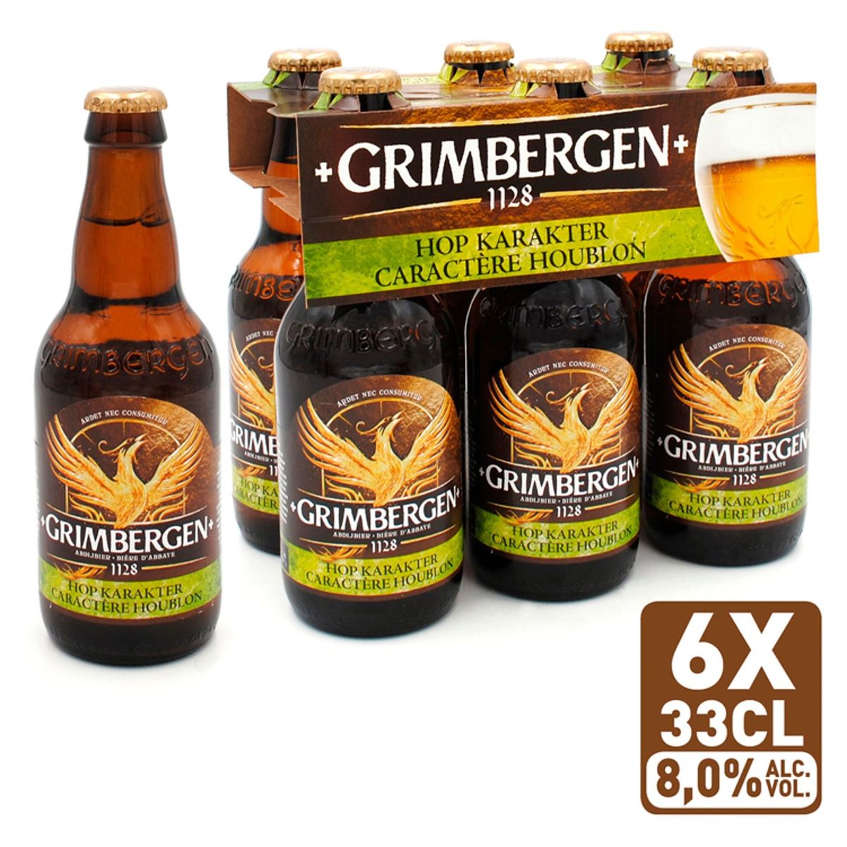 Grimbergen Bière d'abbeye Caractère Houblon 8% ALC Bouteille 6x33cl