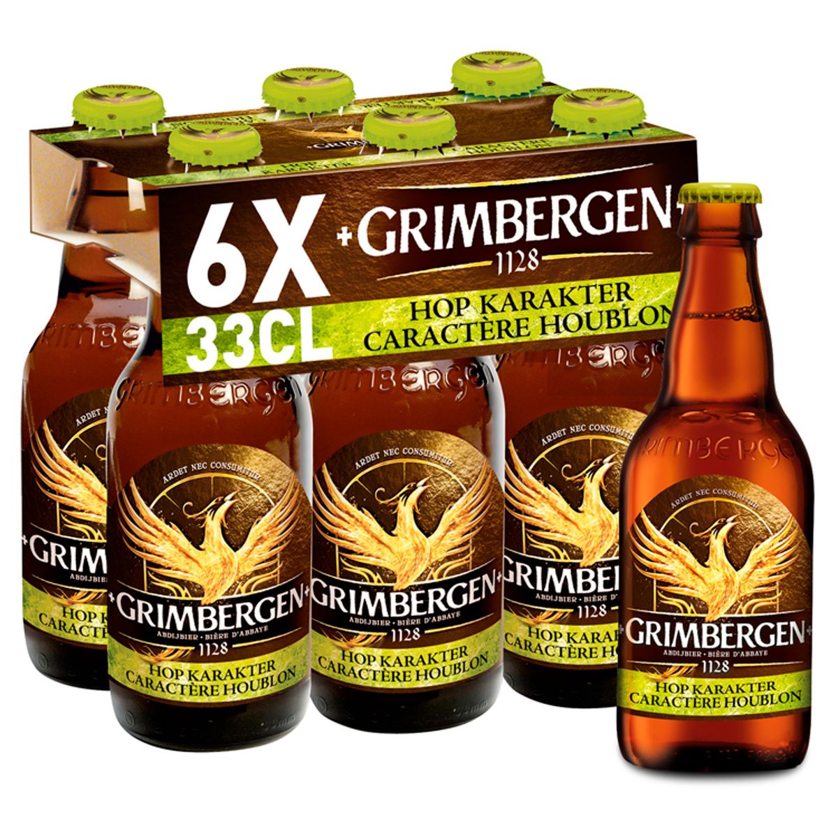 Grimbergen Bière d'abbeye Caractère Houblon 8% ALC 6 x 33 cl Bouteille