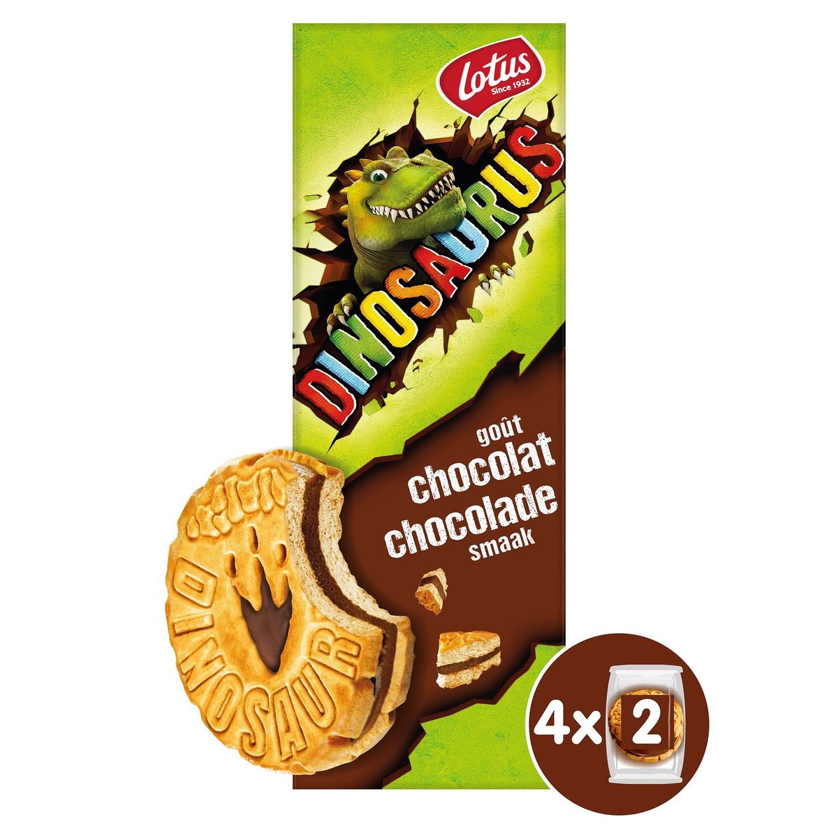 Lotus Dinosaurus Chocolade Smaak 4 Zakjes 170.6 g