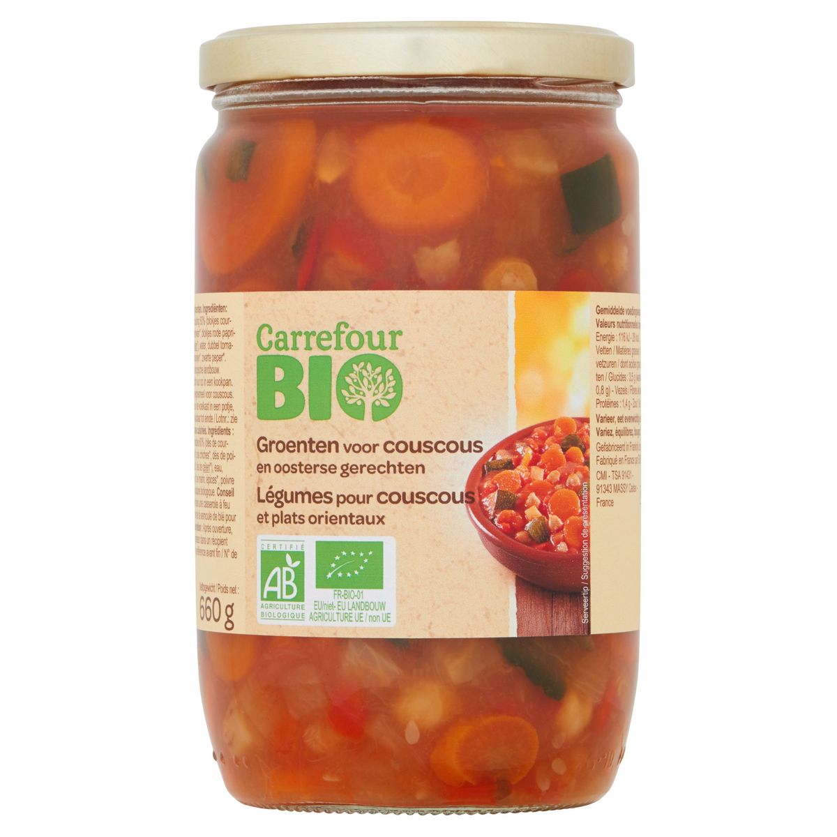 Carrefour Bio Légumes pour Couscous et Plats Orientaux 660 g