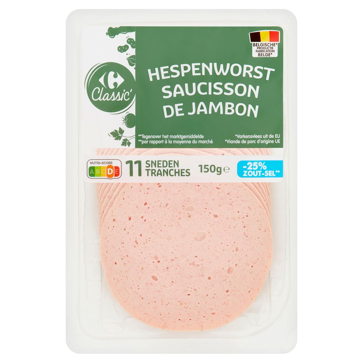 Carrefour Classic' Hespenworst 11 Sneden 150 g